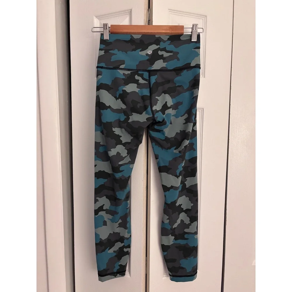 Lululemon Wunder Under HR Tight 25 Size 6 Heritage Camo Tidewater Teal Multi